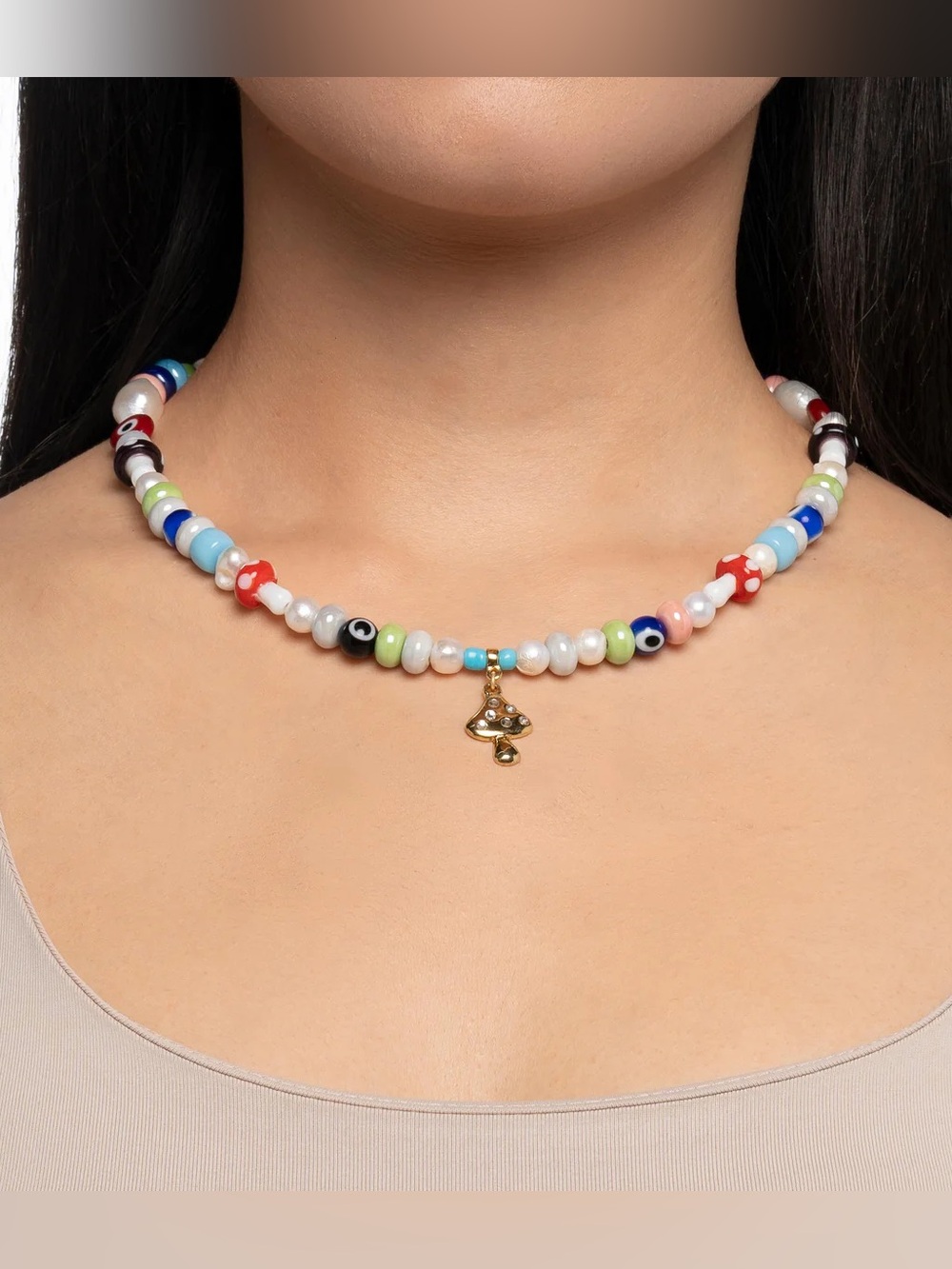NEW✨ $138 Mayamar Mushroom Charm Bead Freshwater Pearl Necklace